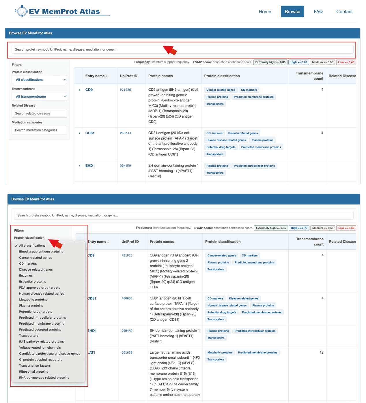 Browse page sorting and filtering